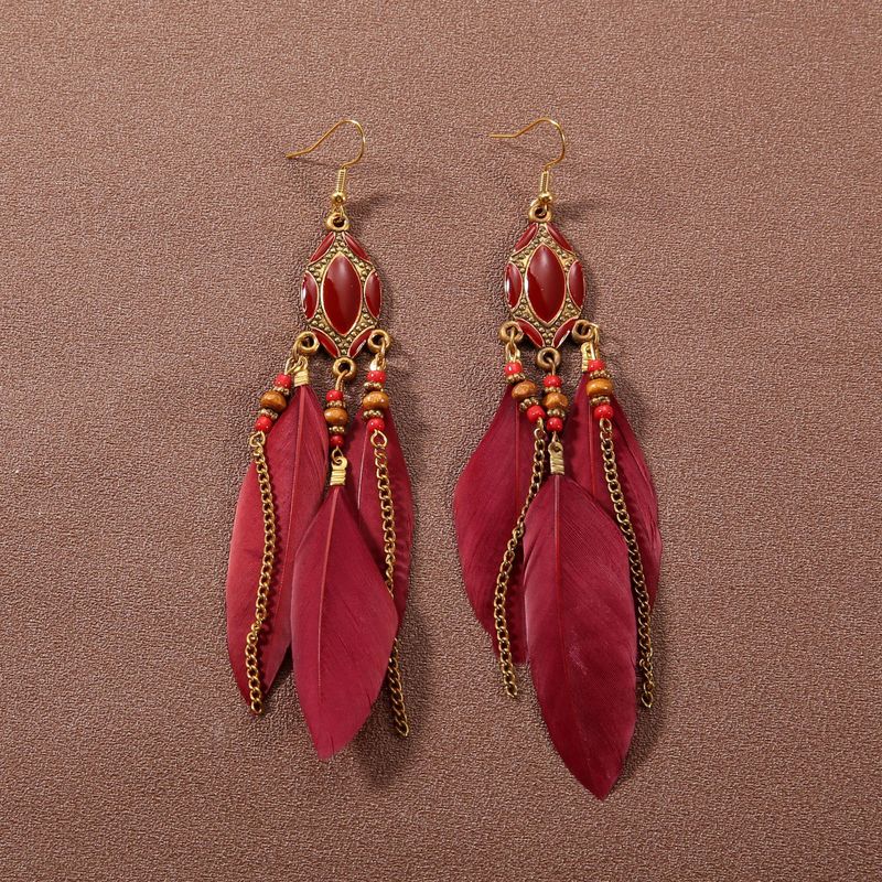 Ethnic Super Fairy Feather Earrings Without Piercing Bohemian Long High-end New Chinese Style Accessories Ear Clips For_voghion.com