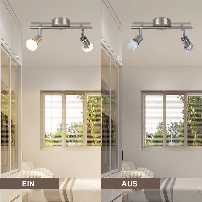 Glitzerlife LED Deckenstrahler Schwenkbar GU10 Deckenleuchte Chrom - Deckenspots 2 Flammig Deckenlampe Für Bad Küchen Flur Schlafzimmer Leuchtmittel Enthalten_voghion.com