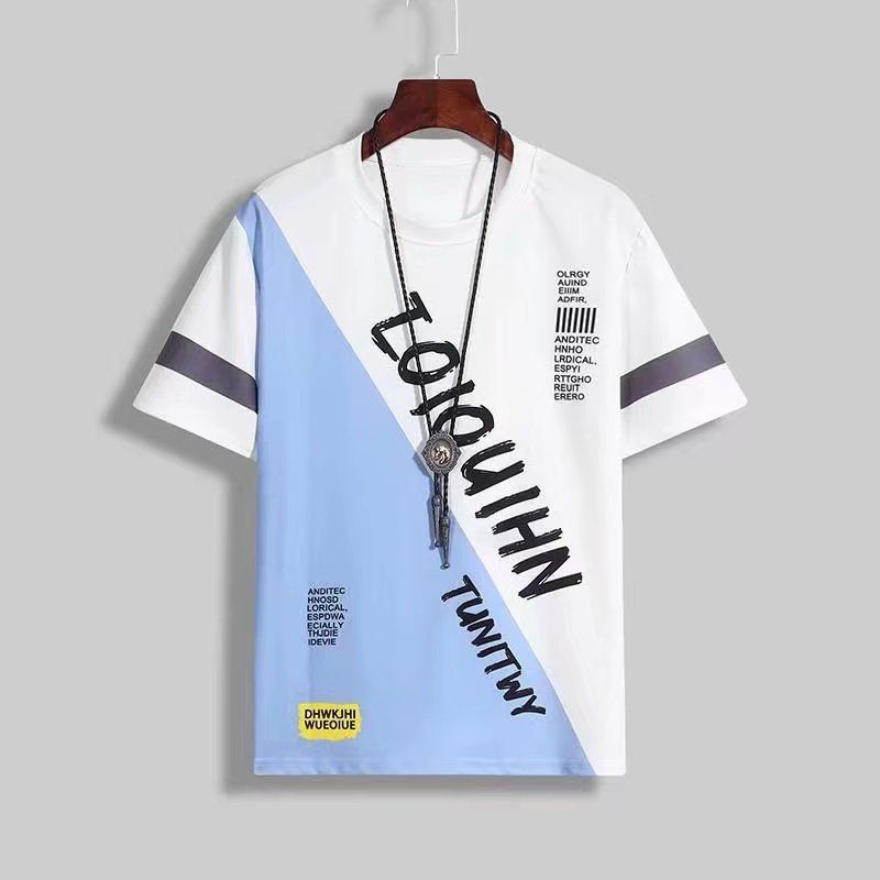 Ropa de hombre Camiseta de verano de manga corta para hombre, moderna y atractiva, un conjunto de ropa a juego, trajes casuales juveniles, ropa de verano para hombre_voghion.com