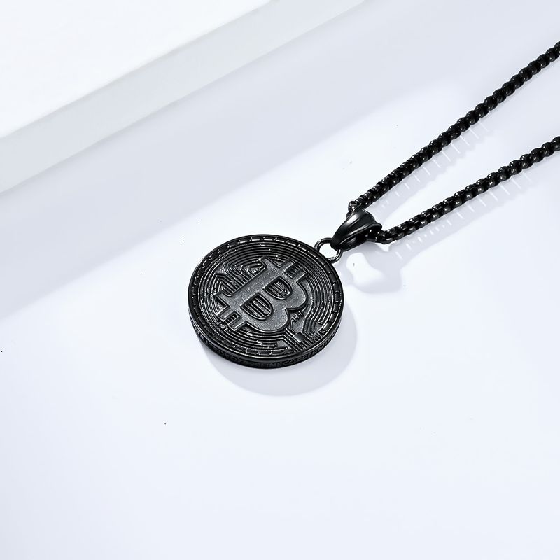 Persoonlijkheid hiphop stijl gecodeerde Bitcoin Bitcoin titanium stalen ketting verguld met K gouden munt ronde hanger_voghion.com