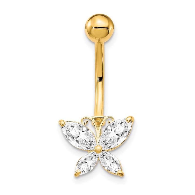 10k W/Large Cz Butterfly Belly Dangle_voghion.com