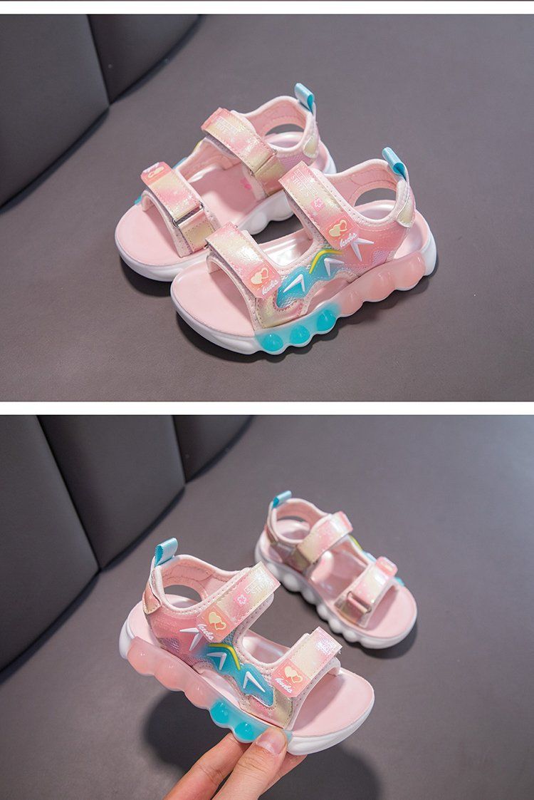 Sandali sportivi arcobaleno per bambini 2024 Estate Nuovo antiscivolo Suola morbida verso l'esterno Indossare scarpe da spiaggia aperte per ragazzi e_voghion.com