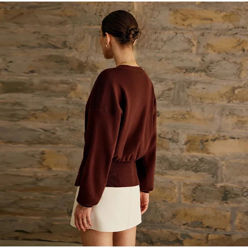 Cardigan lavorato a maglia con bottoni e scollo a V da donna_voghion.com