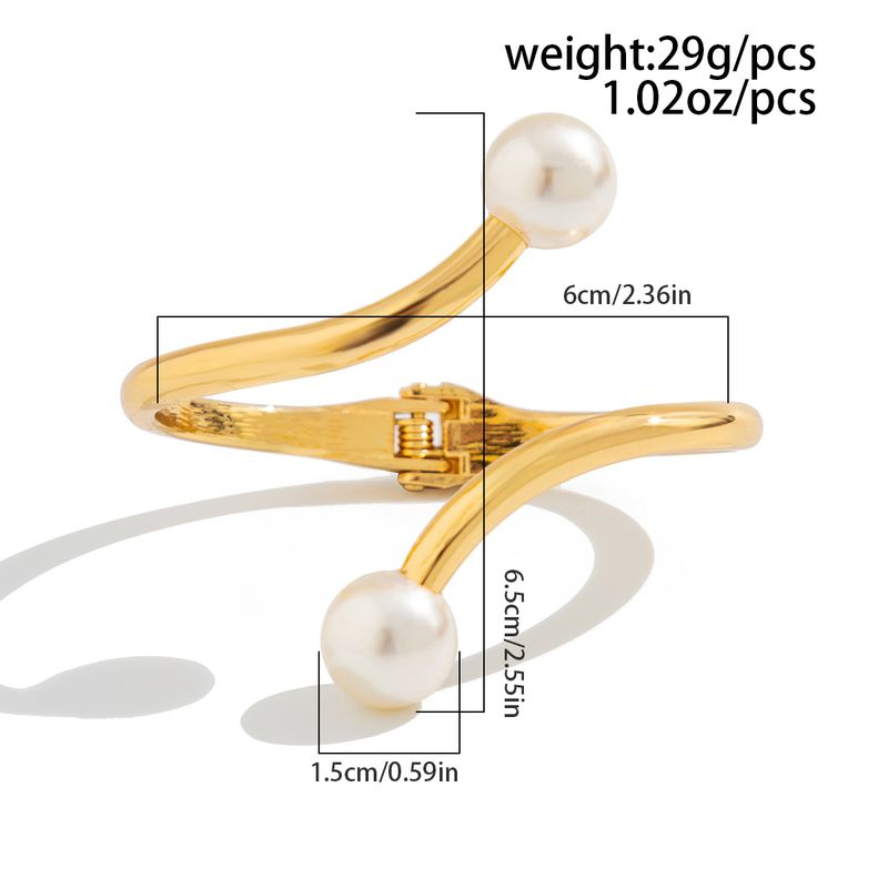 Simple And Elegant Irregular Metallic Bracelet With A Fashionable Feel Pearl Opening Spring Bracelet_voghion.com