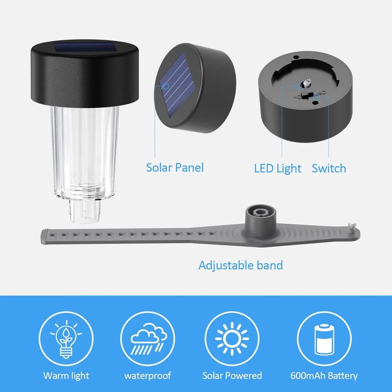 6 paquetes de marcos de luces solares para piscinas en el suelo para piscinas al aire libre, accesorios decorativos para vallas de piscinas, luces LED impermeables_voghion.com