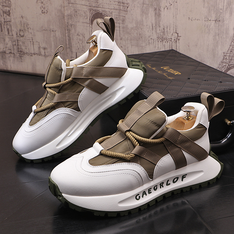 Scarpe bianche abbinate a colori da uomo traspiranti e alla moda, comode scarpe da uomo stringate in stile coreano con suola spessa_voghion.com