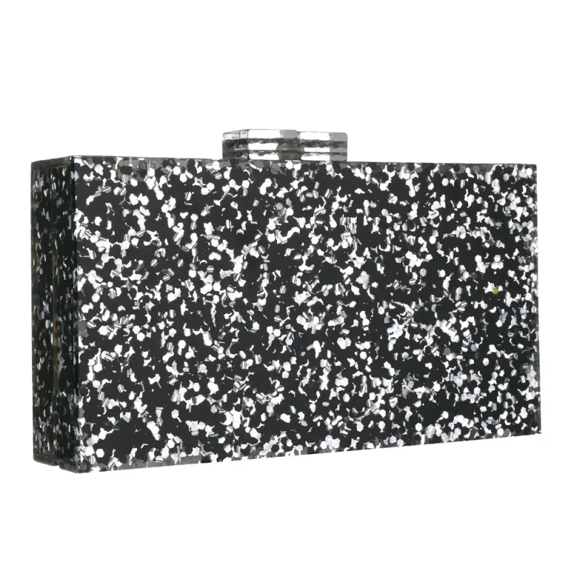 Borse da donna in acrilico, rettangolari, multicolori, geometriche, alla moda, borsa a tracolla con catena, pochette da sera, per banchetti e feste_voghion.com