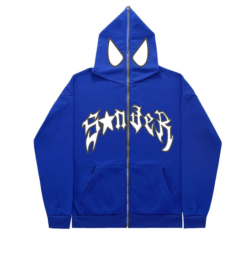 Felpa con cappuccio e zip Spider-Man di grandi dimensioni, taglia unica, per uomo e donna, stile Halloween 2023, modello Y2K_voghion.com
