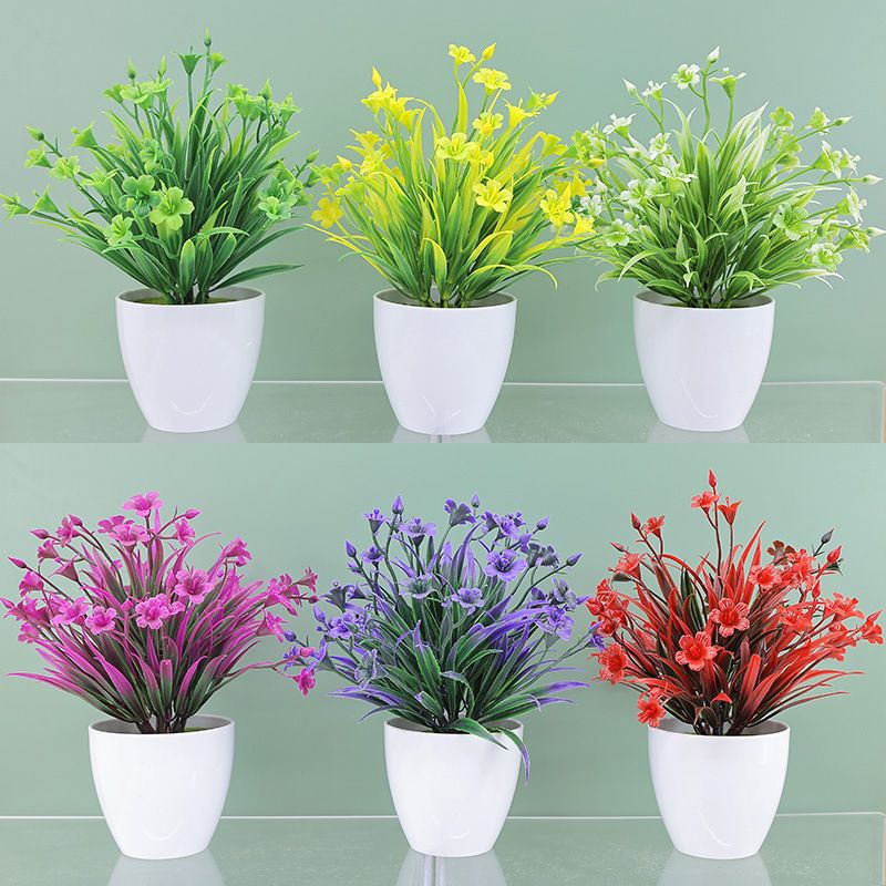 Hjemmemøbler simulerte blomster og grønne planter små ornamenter kunstige plastblomster små tre bonsai dekorative blomsterpotteplanter_voghion.com