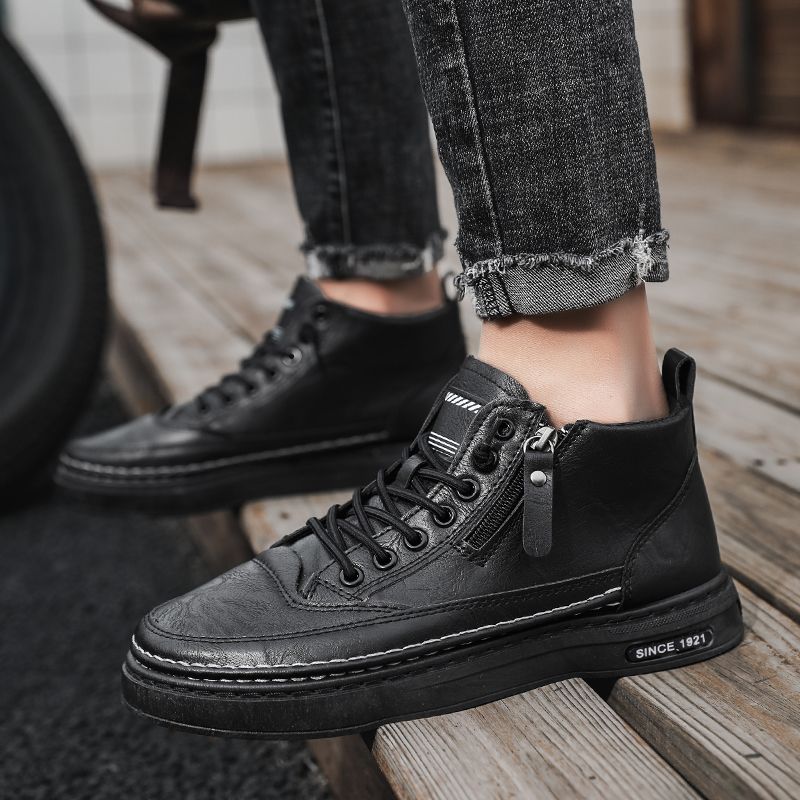 Neu Leder Frühling herren Schuhe High-top herren Erhöhung Werkzeug Martin Stiefel_voghion.com