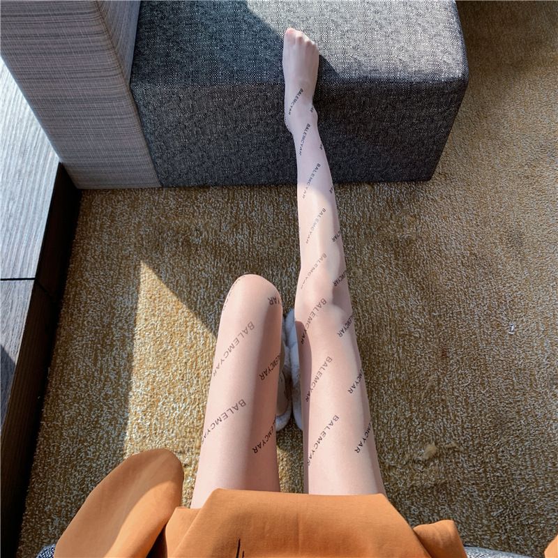 Letter Black Stockings For Women In Spring And Autumn 2022, New Popular Thin Socks, Lace Trendy Ins Jumpsuit Pantyhose_voghion.com