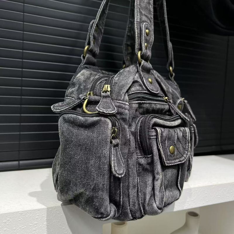 Damesmode gewassen denim tas met meerdere zakken, vintage crossbody tas, herfst/winter 2025, nieuw_voghion.com