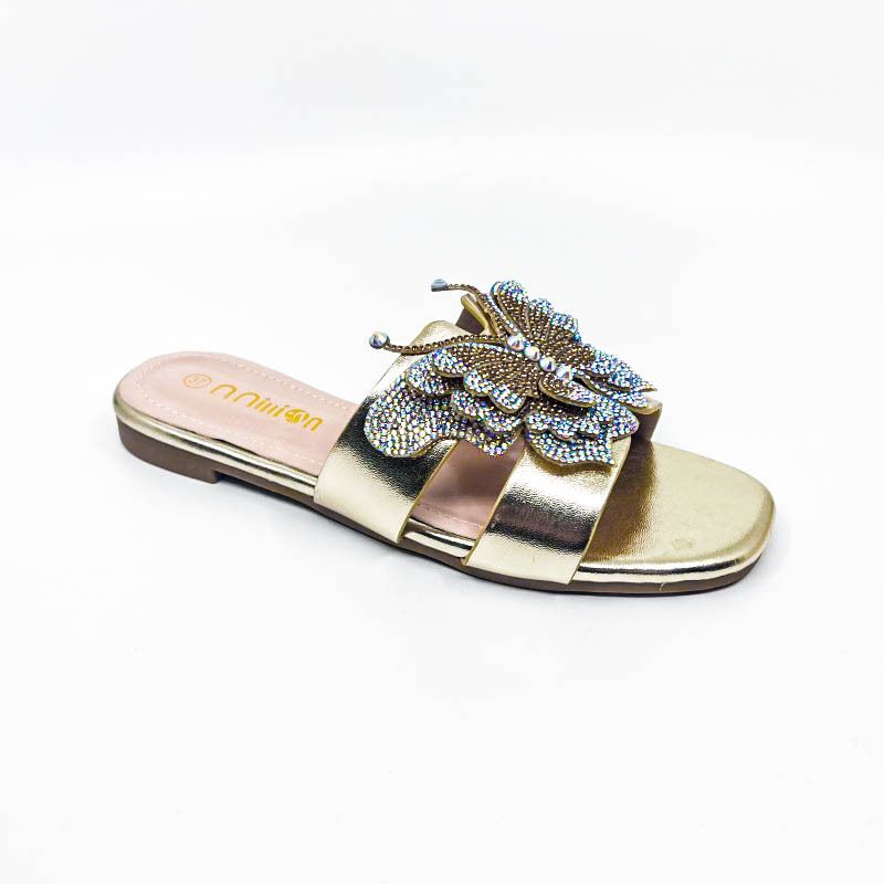 Chaussons pour femmes, ballerines pour femmes, chaussures plates, surface diamantée, extérieur, sans lacet, mode, pantoufles pour femmes Huidong, usine_voghion.com