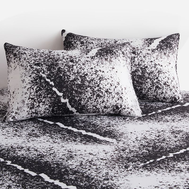 Set copripiumino con stampa artistica in bianco e nero – Design geometrico astratto, poliestere traspirante, tessuto morbido spazzolato – Taglie USA/UE/AU_voghion.com
