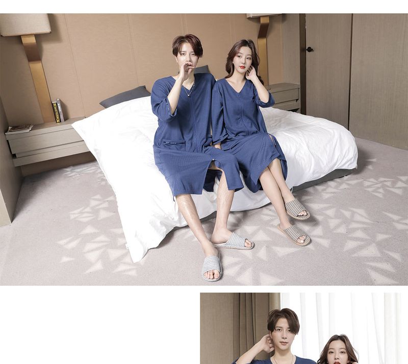 2023 New Waffle Zipper Nightgown Unisex Thin Home Wear Plus Size Pajamas 200 Jin_voghion.com