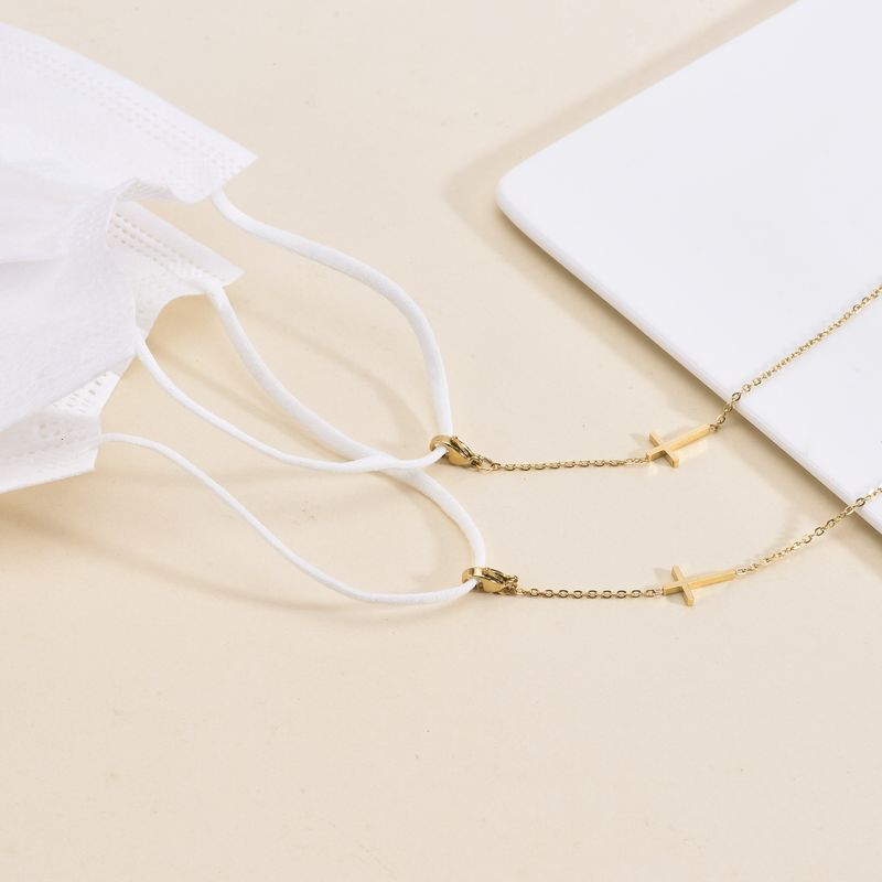 Accessories Simple Elegant Multi-use Anti-slip Hanging Titanium Steel Cross Mask Chain For Women_voghion.com