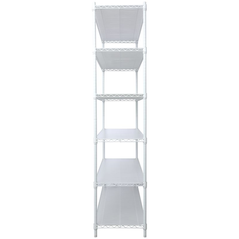 6 Tier 6000lbs Capacity NSF Metal Shelf Wire Shelving Unit, Heavy Duty Adjustable Storage Rack With Wheels & Shelf Liners For Commercial Grade Utility Steel Storage Rack, White - 84"H X 48"L X 20"D_voghion.com