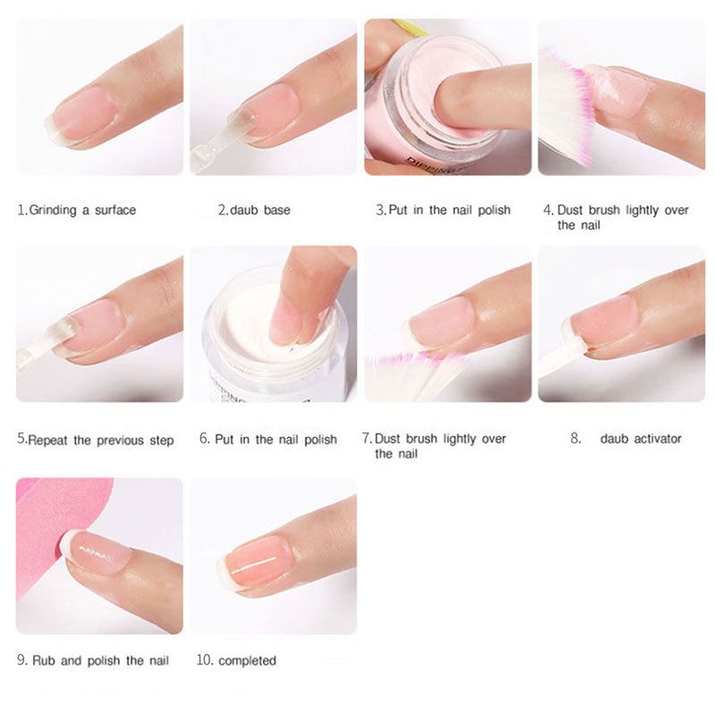Set di polvere per immersione per nail art senza lampada da cottura, polvere per immersione francese, glitter per unghie, polvere per immersione_voghion.com