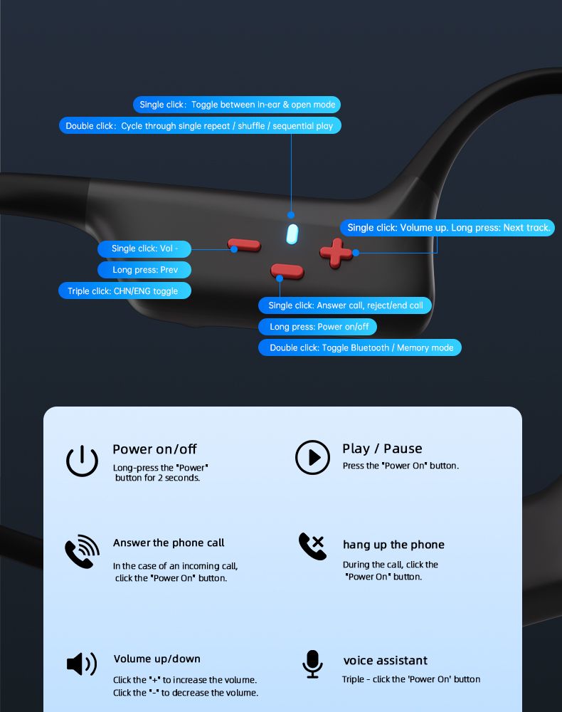 Swimming Bone Conduction Headphones Bluetooth MP3 Headsets_voghion.com