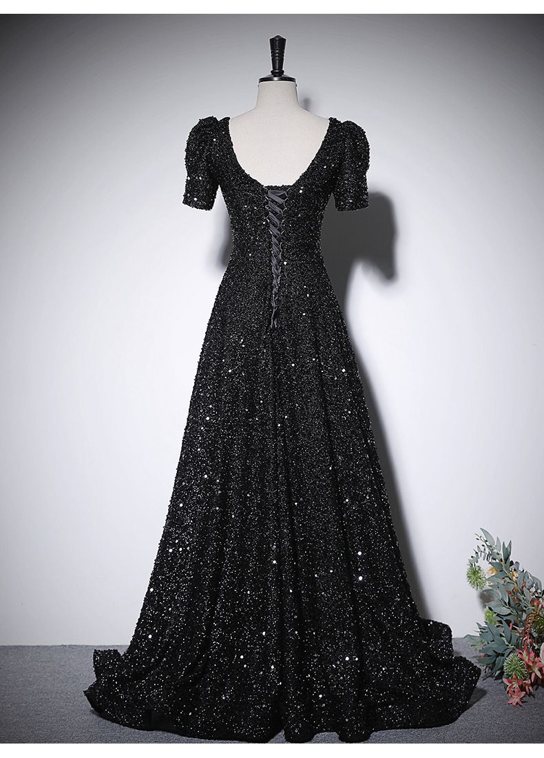 Women’s Clothing Black Evening Gown For Women High End Sequins High End Luxury Haute Couture Host Socialite Goddess Style_voghion.com