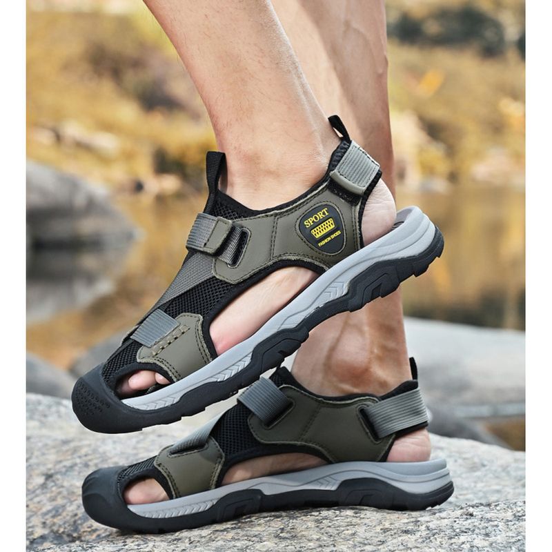 Sandali estivi in pelle di mucca, scarpe da acqua per esterni, scarpe casual da spiaggia da uomo_voghion.com