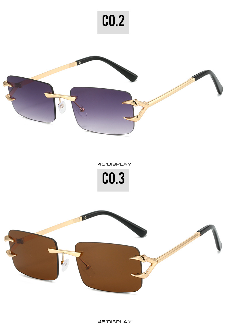 VOOTHOST New Rectangle Rimless Sunglasses Retro Brand Designer Clear Ocean Gradient Eyewear Men Women UV400 Sun Glasses F0285_voghion.com