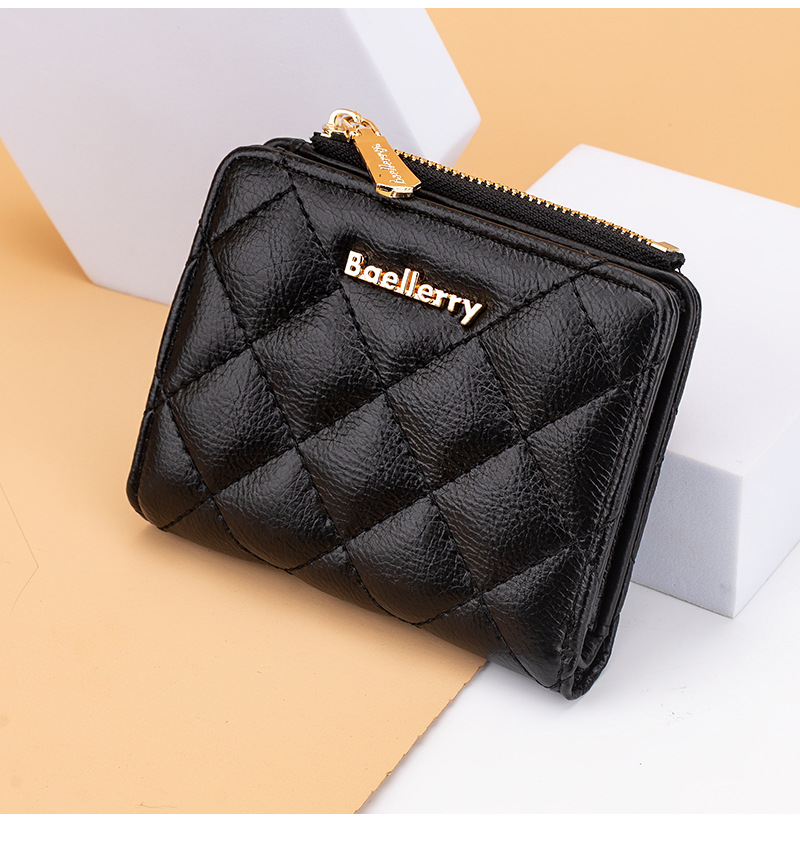 Baellerry nueva cartera corta para mujer, monedero de moda con cremallera doble acolchada, cartera de PU para mujer_voghion.com