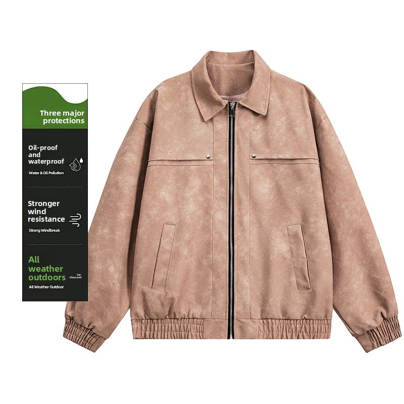 PU-Lederjacke im Hongkong-Stil, Herren-Motorradlederjacke mit Revers, Herren-Lederjacke im amerikanischen Retro-Stil, Herrenmantel, Herren-Lederjacke_voghion.com