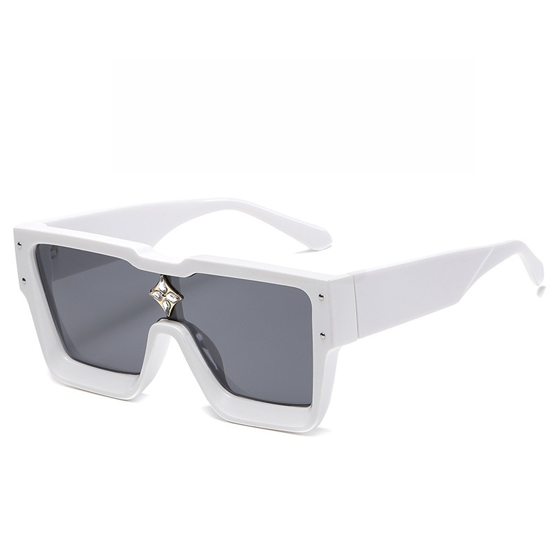 Neue Mode-Sonnenbrille mit großem Rahmen, europäische und amerikanische einteilige Sonnenbrille mit quadratischem Rahmen, Herren- und Damen-Persönlichkeits-Diamant-Reis-Nagel-Sonnenbrille_voghion.com