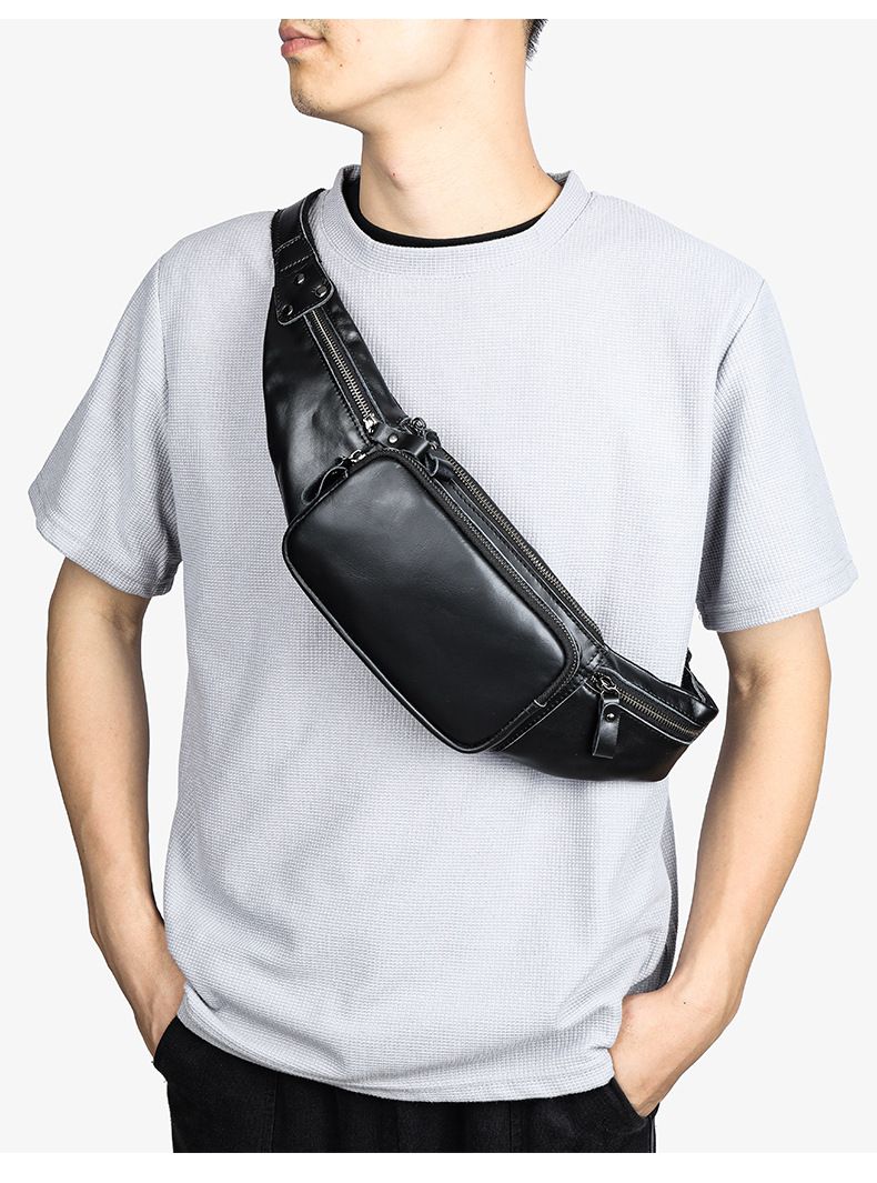 Men's Genuine Leather Waist Bag - Premium Crossbody Sling Bag For Outdoor & Daily Use - Stylish & Durable With Multipurpose Design_voghion.com