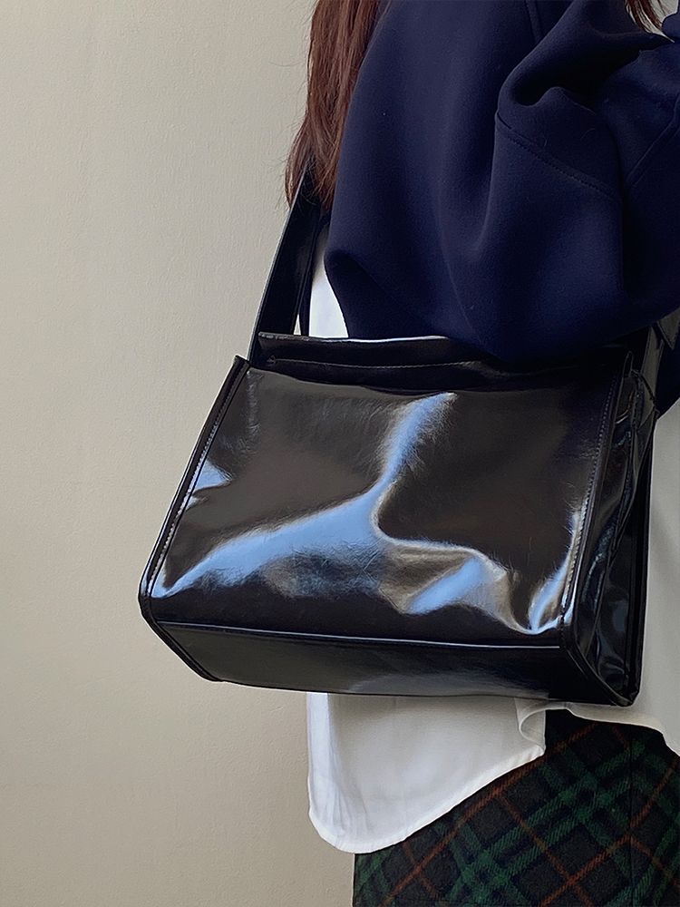 Tracolla larga in cera d'olio, tracolla singola per spostamenti semplici, nuova grande capacità, struttura versatile, borsa tote in morbida pelle,_voghion.com