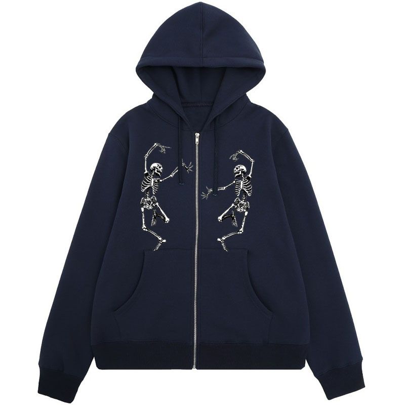 Felpa con cerniera 2023, stampa scheletro danzante, felpa con cappuccio Y2K, giacca unisex_voghion.com