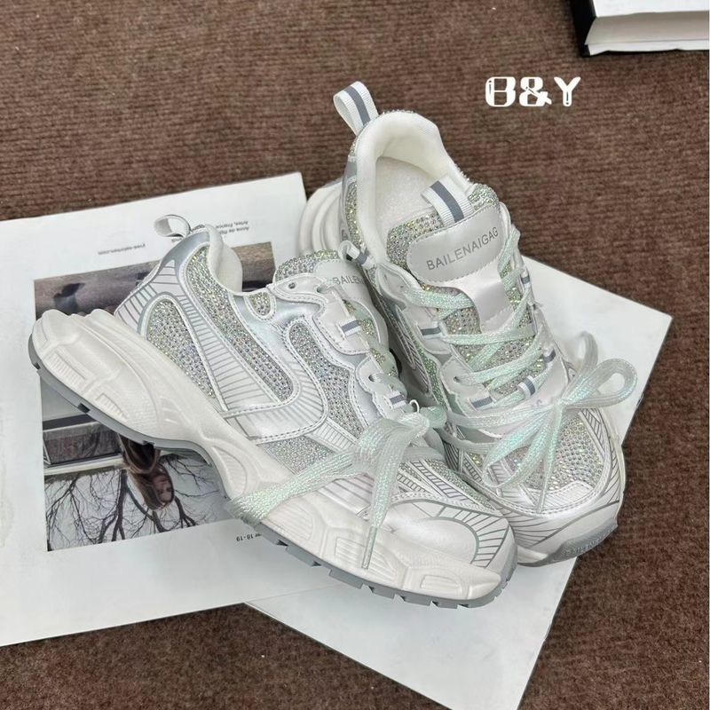 Water Diamond Echtes Leder Paris Dad für Frauen 2024 Frühjahr/Sommer Neue Dicke Sohle Vielseitig Mesh Atmungsaktiv Sport und_voghion.com