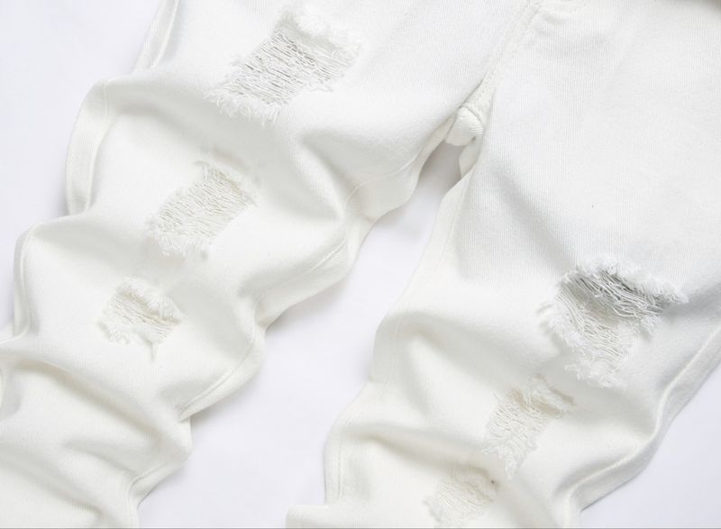 Weiße Stretch-Jeanshose mit geradem Schnitt für Jungen_voghion.com