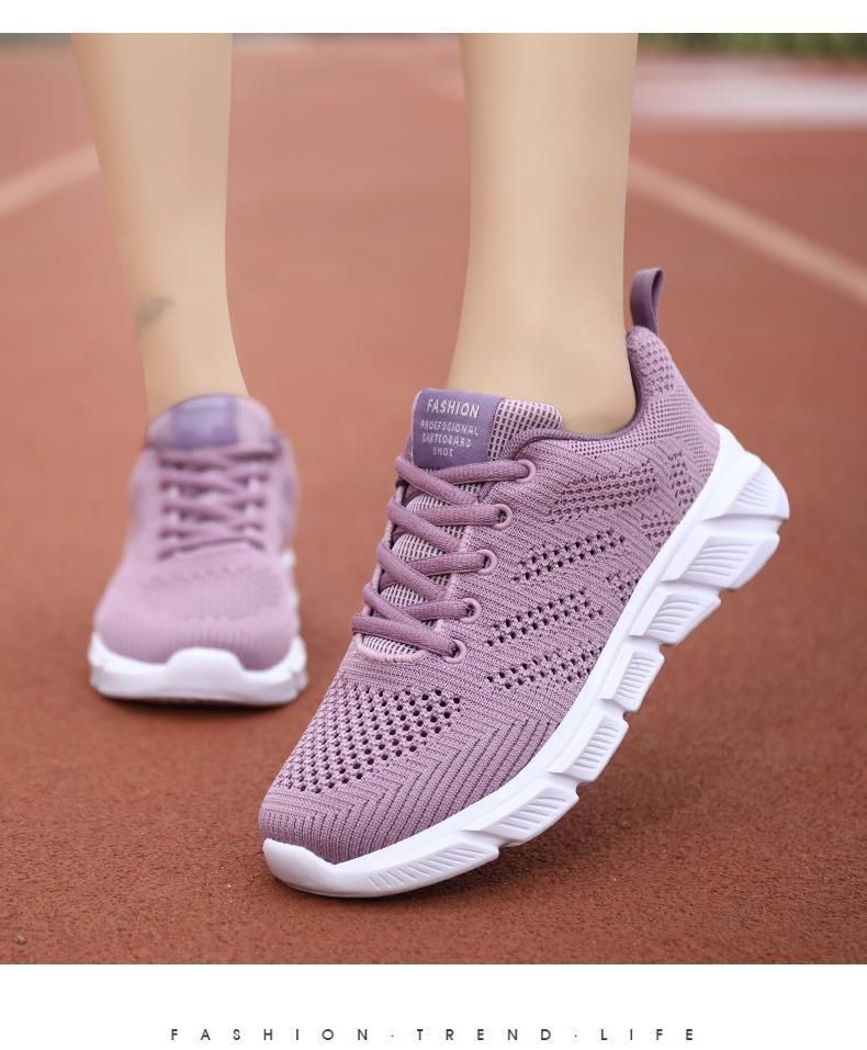 Hollow out single women's flat heel breathable sports shoes, versatile casual and lightweight mom's mesh shoes for_voghion.com