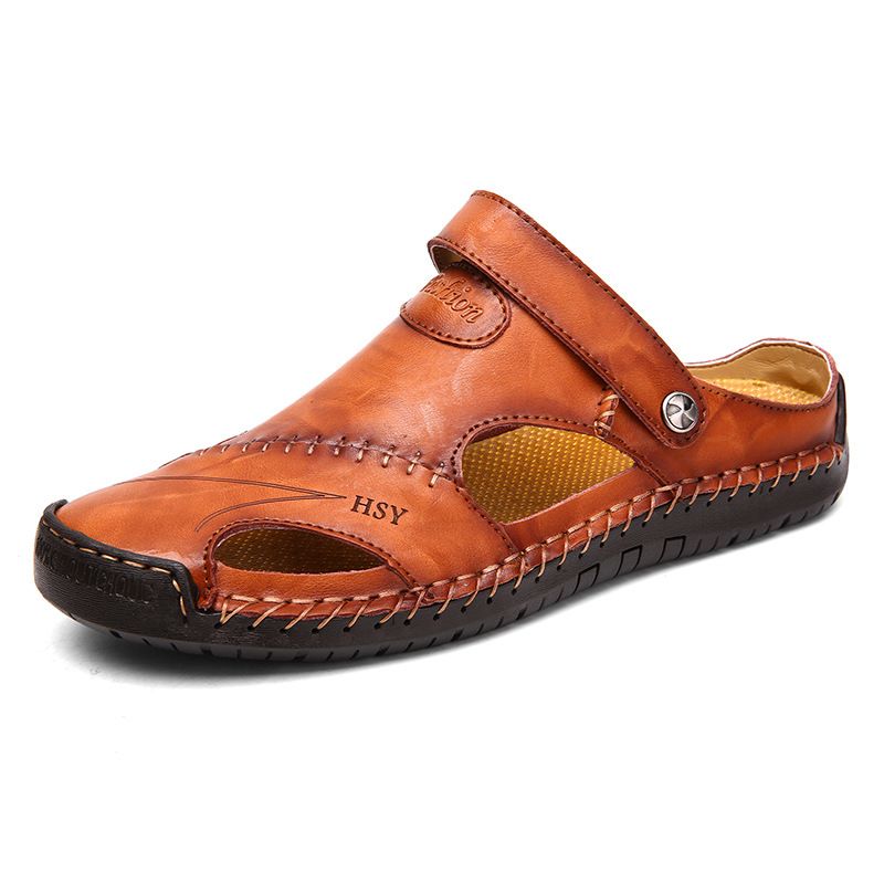 Sandali estivi di qualità imbattibile, nuovi, alla moda, casual, per uomo, da spiaggia, all'aperto, traspiranti, in pelle, da cucire, grandi, da uomo._voghion.com