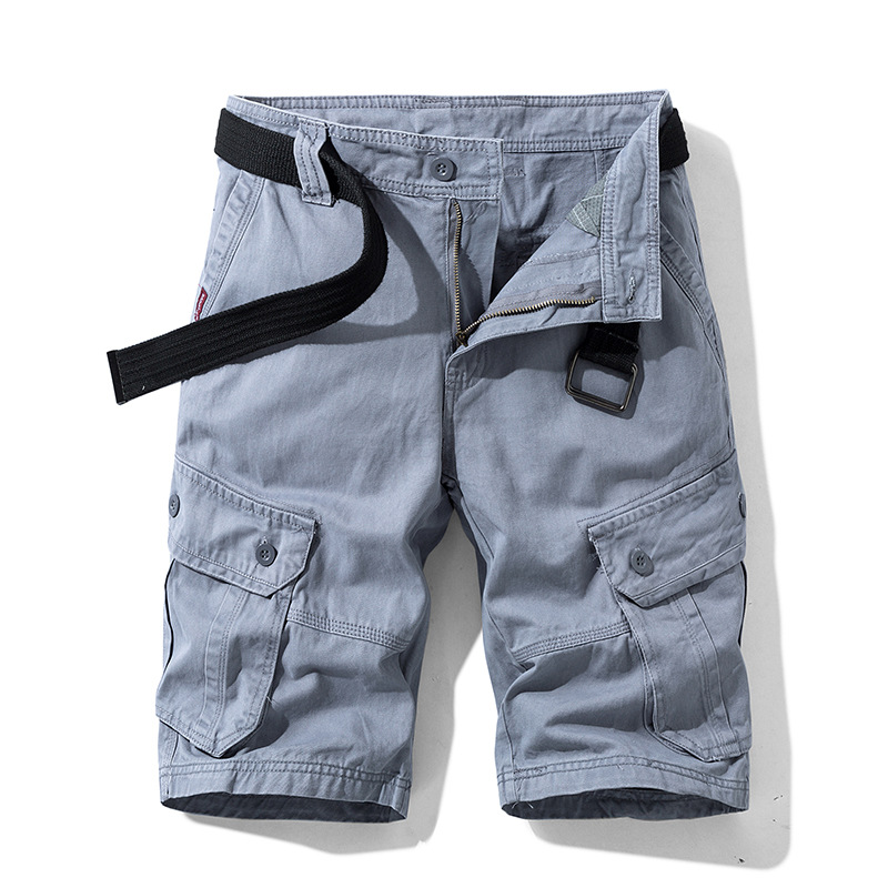 Summer Workwear Casual Pentagonal Pants, Trendy Brand Straight Tube Multi Bag Shorts, Men's_voghion.com