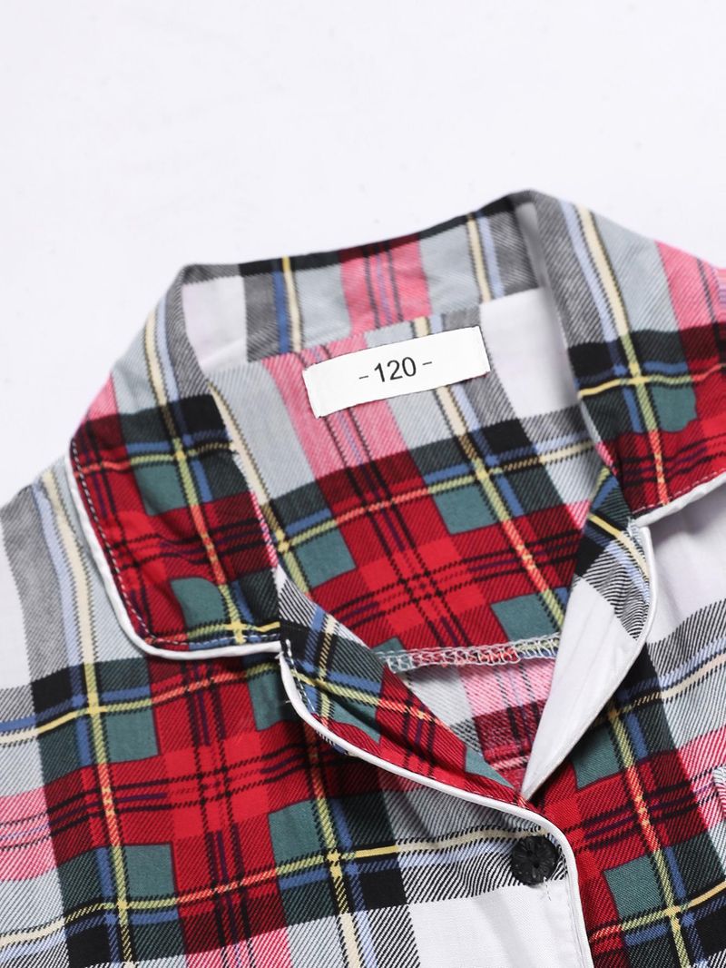 Conjunto de traje de hogar familiar de manga larga para niños grandes de pijamas para niños_voghion.com