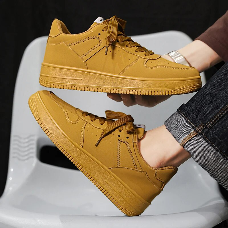 Merk Mannen Skateboarden Platte Sneakers PU Leer Mannelijke Sport Zapatillas Hombre Laarzen Big Size 46 Lente Heren Schoenen_voghion.com