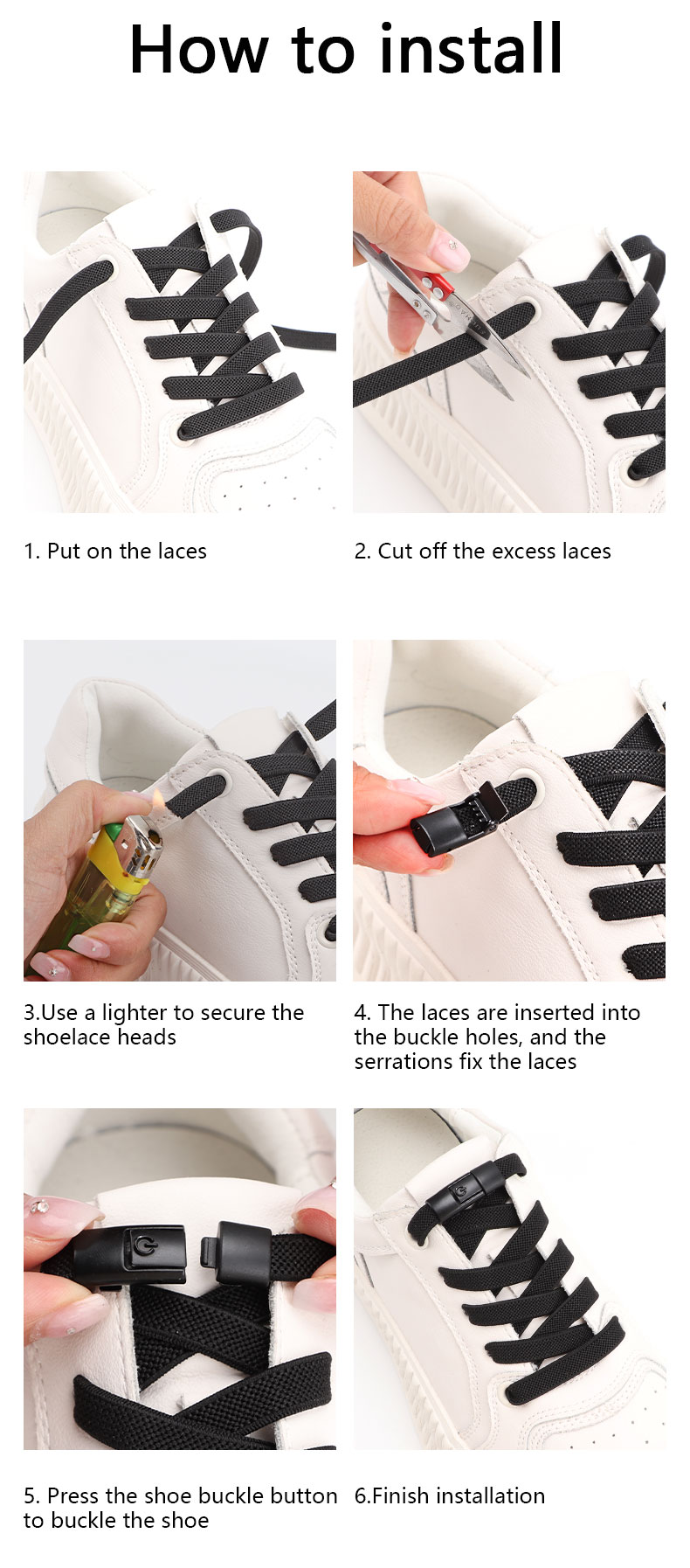 2023 No Tie Shoe laces Press Lock Shoelaces without ties Elastic Laces Sneaker Kids Adult 8MM Widened Flat Shoelace for_voghion.com