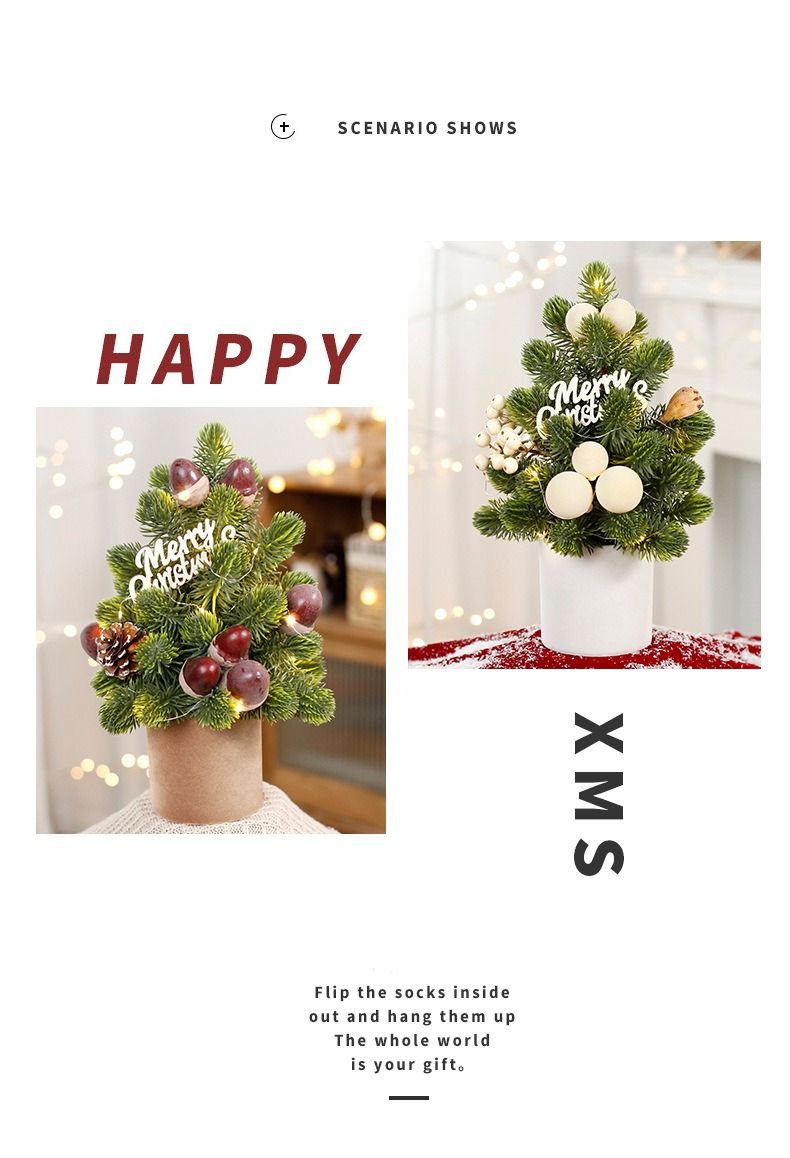 Christmas Decorations INS Nordic Style Led Pine Cones Nobelson Mini Christmas Tree, Tabletop Ornaments_voghion.com