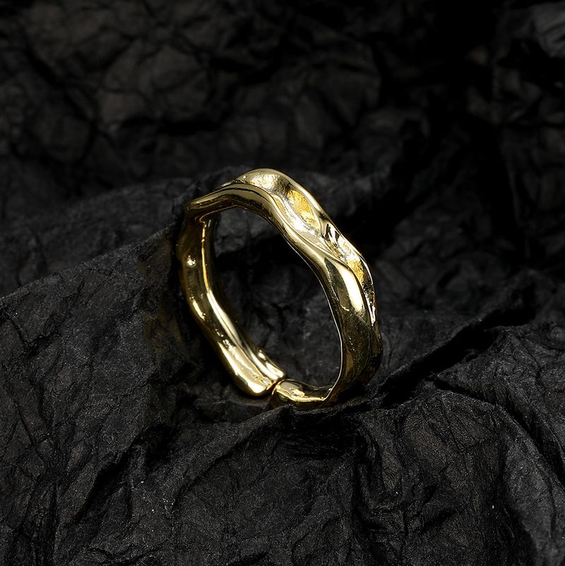 Düzensiz Kalay Folyo Volkanik Lav Elemanı Açık Tek Halka INS Basit ve Havalı Stil_voghion.com