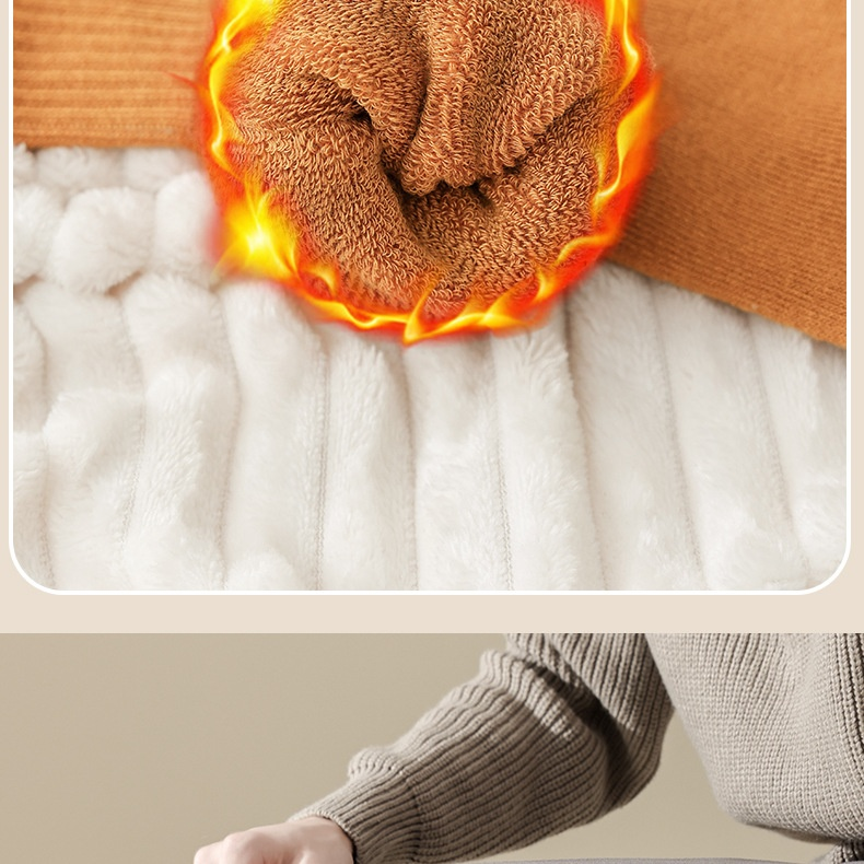 Autumn and Winter Two Bar Mid Length Socks, Winter Style Plush and Thickened Warm Towel Socks_voghion.com