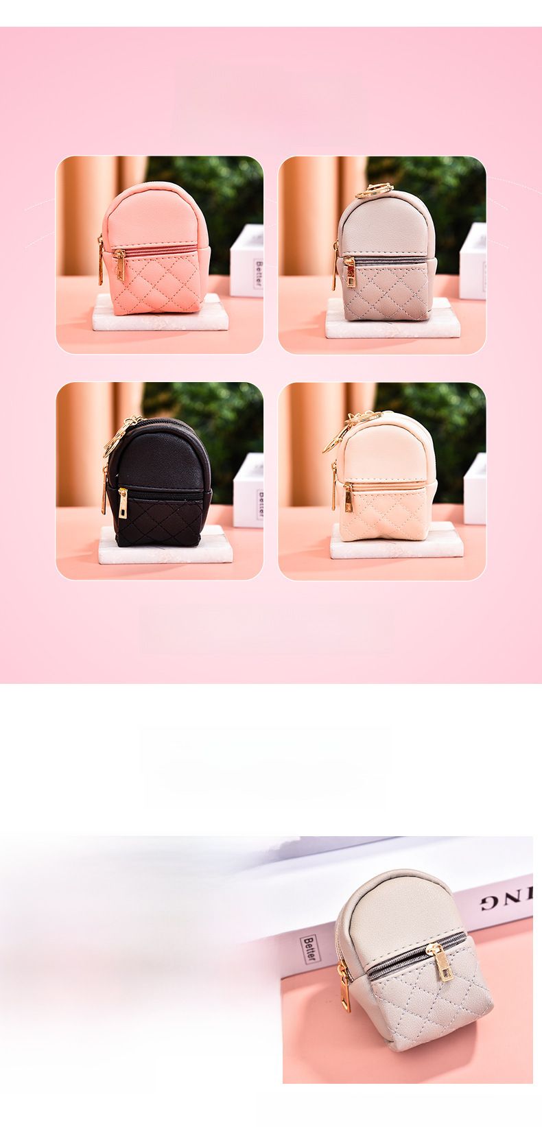 Nei Mini PU Mënz Portemonnaie Mini léif kleng Rucksak Schlësselfach Datenkabel Lippenstift Späicherbeutel Fabréck Grousshandel_voghion.com