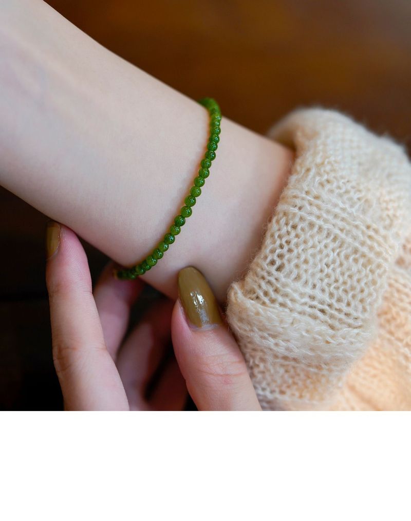 Natural Mini Green Chalcedony Beads 14K Gold Wrap Fine Style Light Luxury Best Friend High end Bracelet_voghion.com