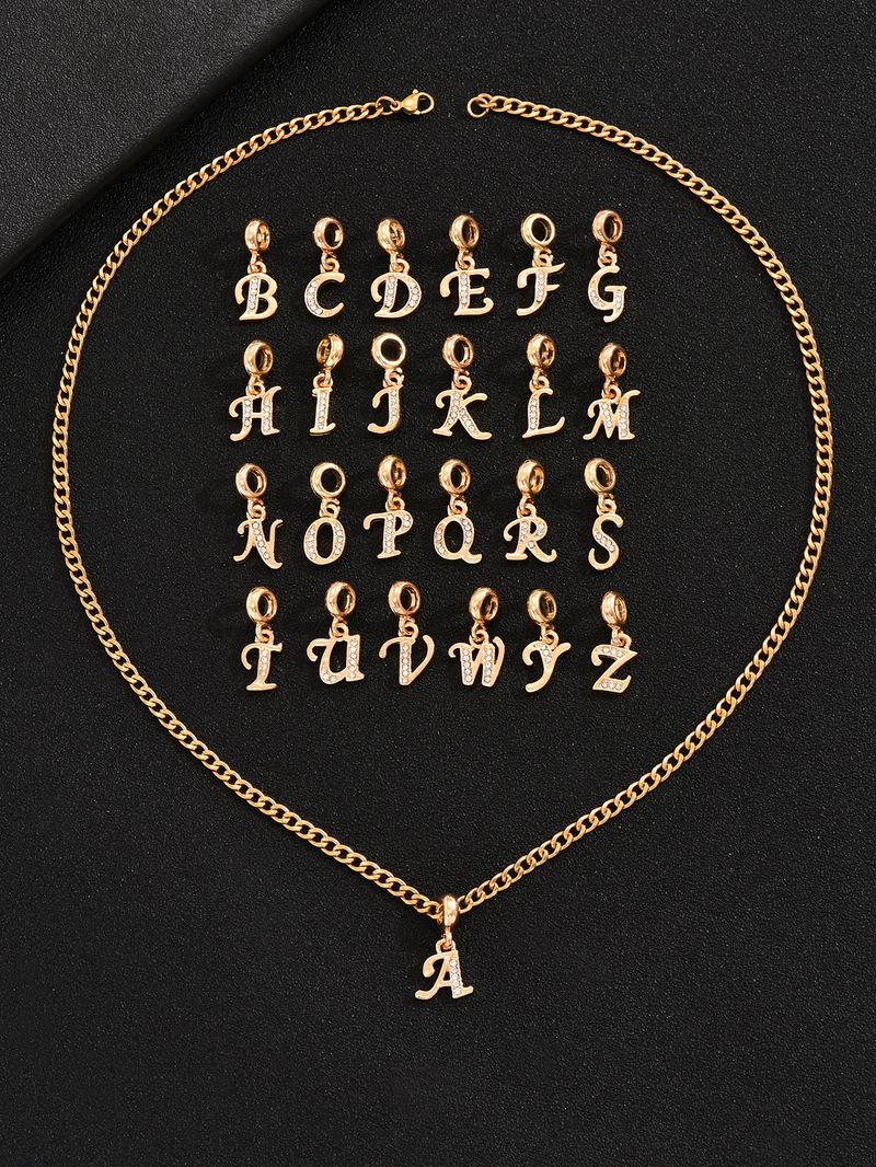 New Fashion Luxury 26 Letter Diamond Pendant For Men Hip Hop Niche Versatile Necklace_voghion.com