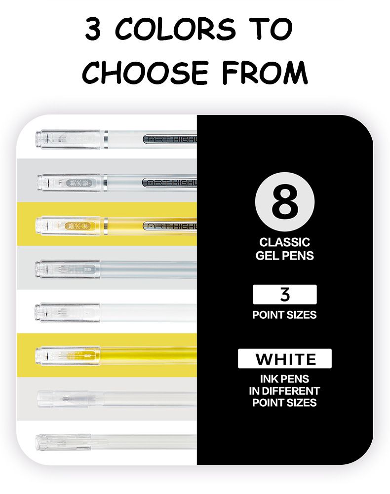 Marqueur surligneur blanc pour croquis, dessin et art – Imperméable, séchage rapide, pointe fine (0,6 mm/0,8 mm/1 mm) – Idéal pour les artistes_voghion.com
