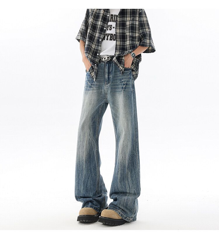 Jeans lunghi 190 Tall Extended Cleanfit Lightning Crack da uomo, pantaloni dritti con micro-pull dal design alla moda_voghion.com