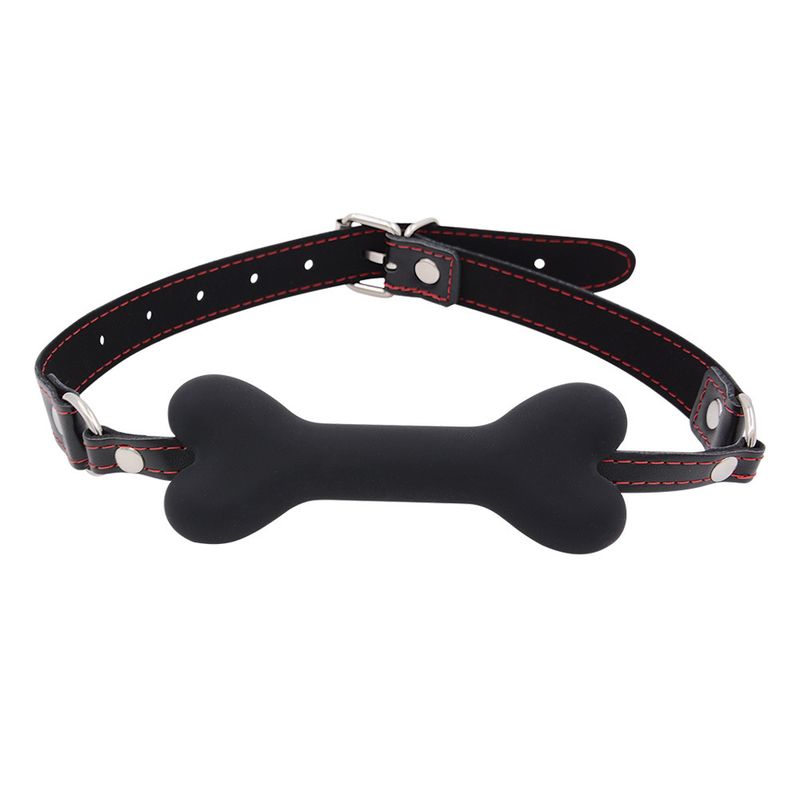 Silicone Dog Bone Gag - BDSM Ball Gag With Restraint Collar, Adjustable Bondage Gear For Couples_voghion.com