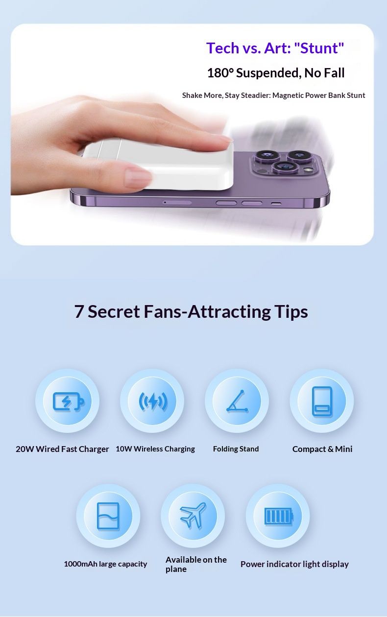 Sınır Ötesi Manyetik Kablosuz Şarj Cihazı Standlı 10000mAh Hızlı Şarj Güç Bankası Hediye Toptan_voghion.com